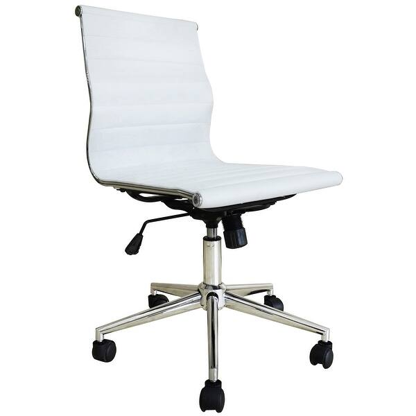 2xhome Swivel Adjustable Height Pu Leather Office Chair Mid Back Armless No Arms Side Ribbed Executive Ergonomic Task Work On Sale Overstock 14390900