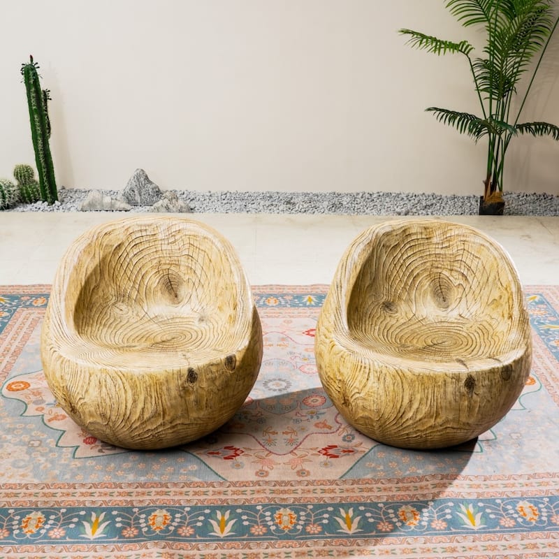 Rustic Outdoor Wood-finish Terrafab Composite Sofa (Set of 2)