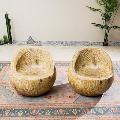 Rustic Outdoor Wood-finish Terrafab Composite Sofa (Set of 2)