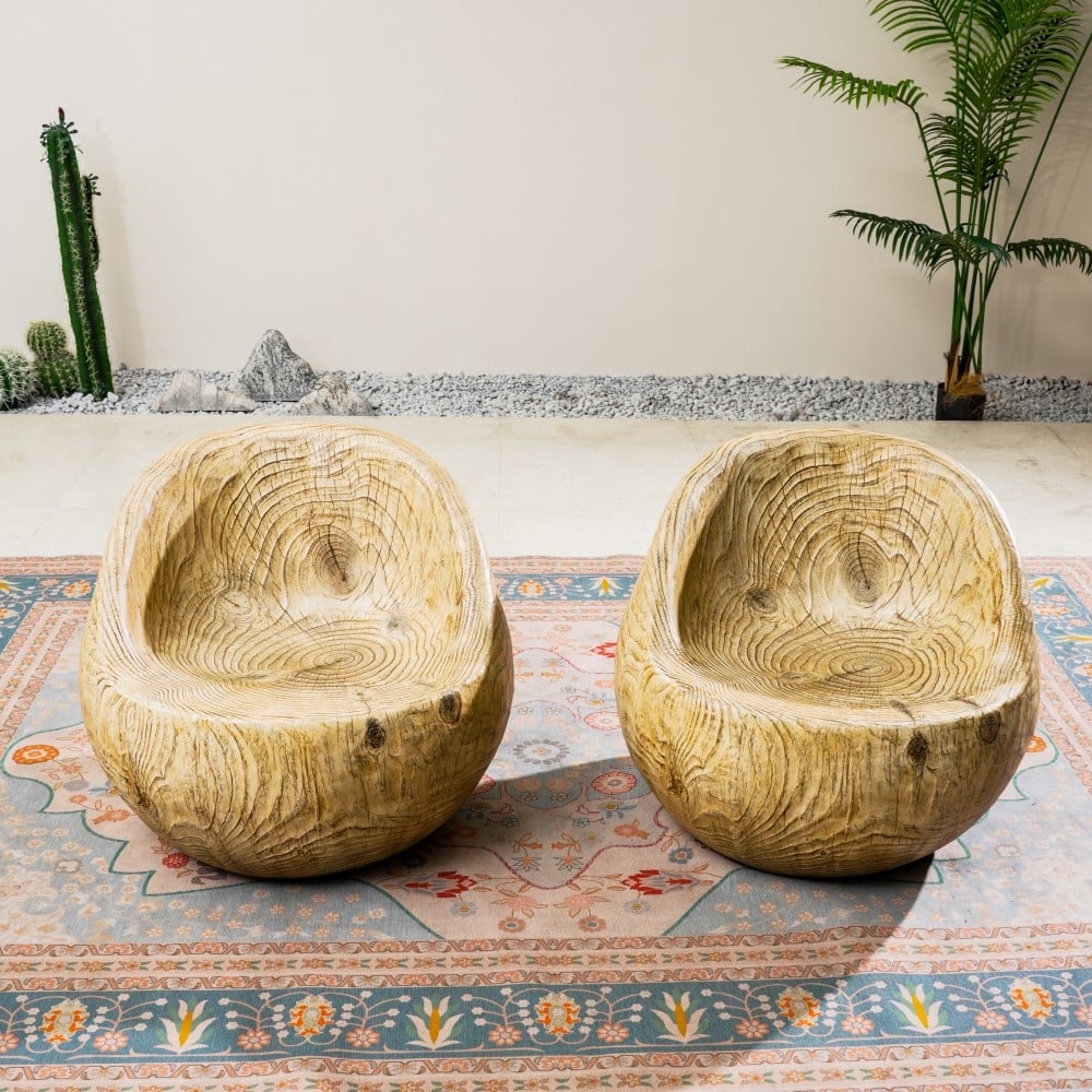 Rustic Outdoor Wood-finish Terrafab Composite Sofa (Set of 2)