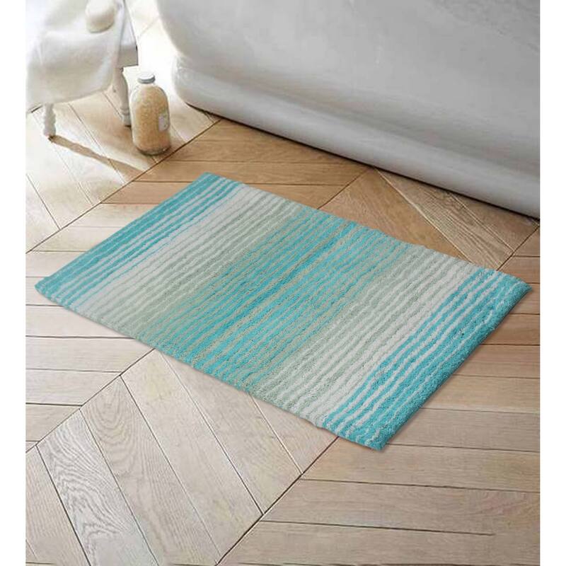 Gradiation Collection Absorbent Cotton Machine Washable Bath Rug - Turquoise