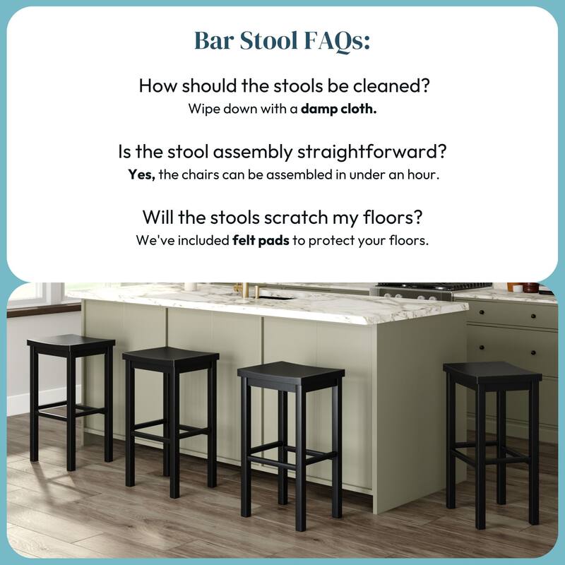 Now Furniture Solid Wood Backless Saddle Seat Bar Height Stool