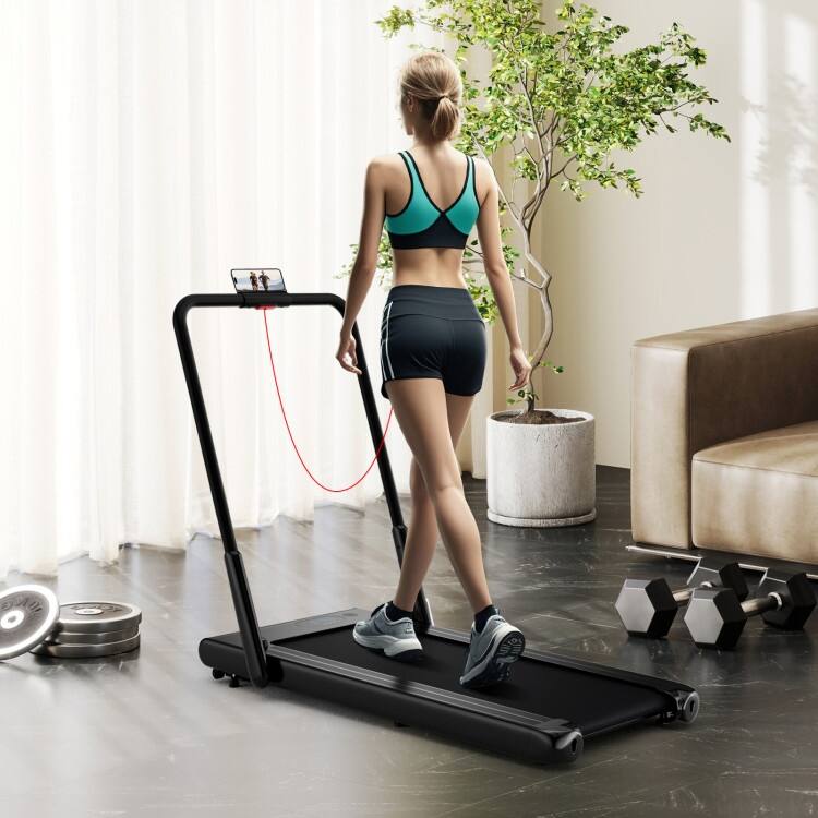 3-in-1 Metal Folding Treadmill with Smart Apps Remote Control and LED Display - 52.5" x 27" x 42.7" (L x W x H)