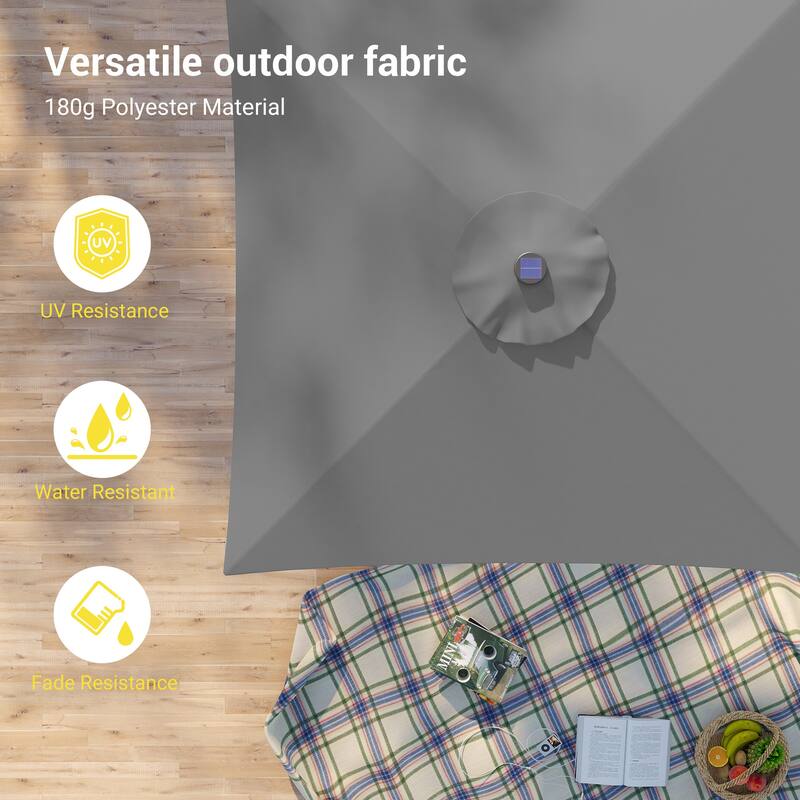 BONOSUKI 6.5x6.5Ft LED Patio Market Umbrella Weather-Resistant Frame