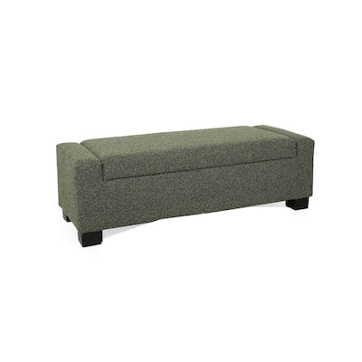 Kera Storage Ottoman Bench, Dark Green Fabric, Lift Top, 50 Inch