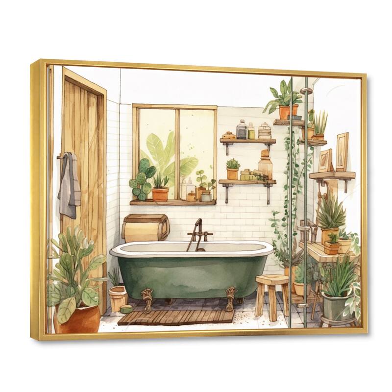 Designart "Natural Bathroom Decor XI" Bathroom Framed Wall Art Living Room