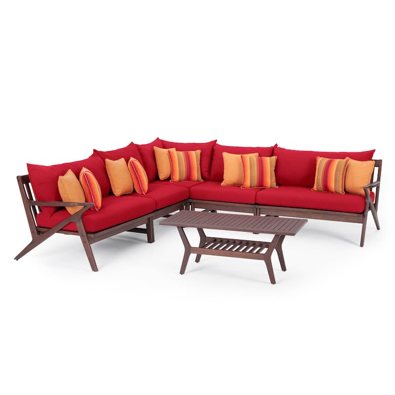 Vaughn 6 Piece Sunbrella Outdoor Patio Sectional with Table