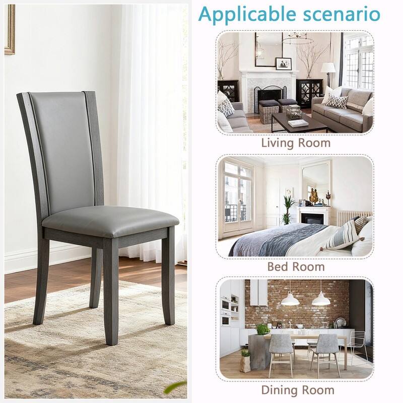 Wooden Dining Chairs Set of 4, Upholstered Side Chairs with Padded Seat for Kitchen & Dining Room