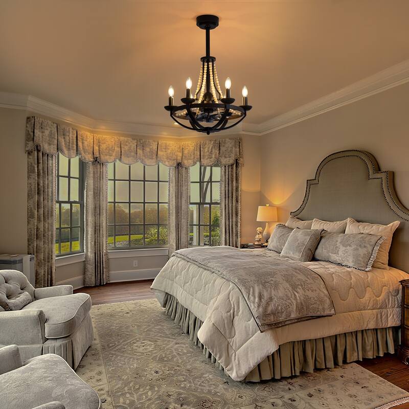 22-Inch Distressed White 7-Blade Crystal Chandelier Ceiling Fan with Light and Remote