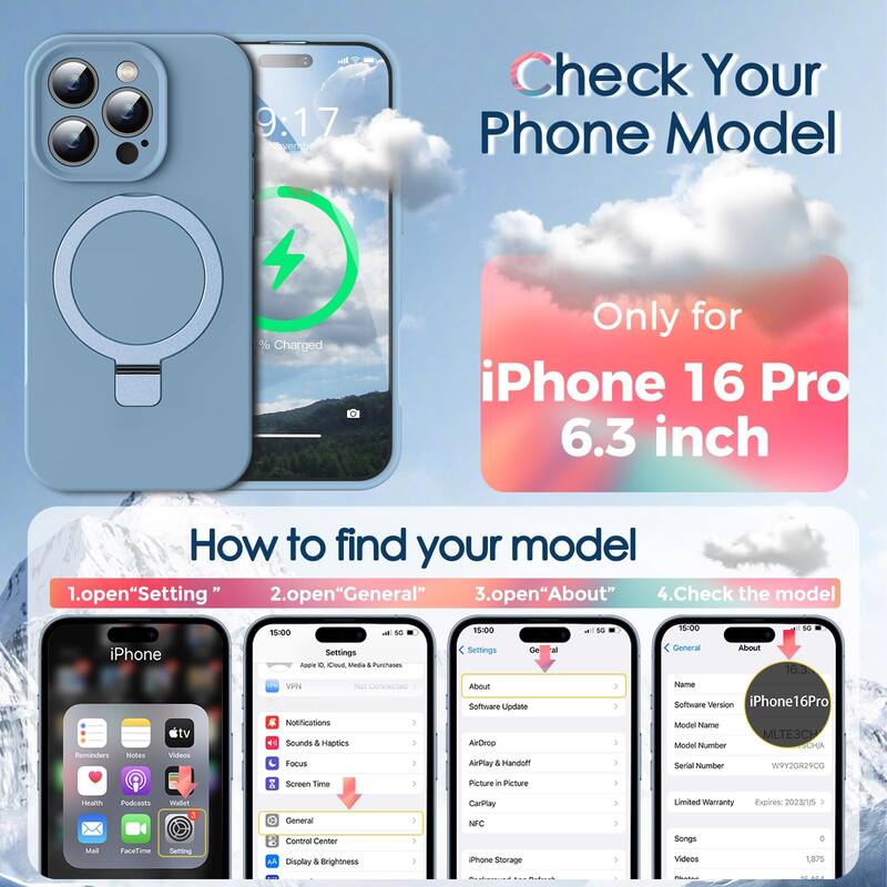 6.3" iPhone 16 Pro Case, Liquid Silicone, Moisturizing Factor, Extreme Soft Slim Phone Case with Stand, Compatible with MagSafe