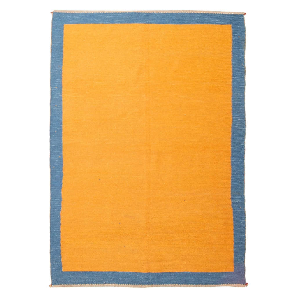 ECARPETGALLERY Flat-Weave Kashkuli Light Orange Wool Tapestry Kilim - 4'2 x 6'1