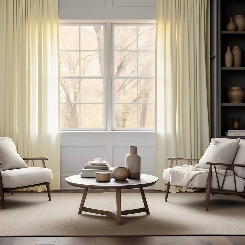 Exclusive Fabrics Summer Solid Linen Blend Rod Pocket Light Filtering Curtains For Bedroom & Living Room Curtains (2 Panels)