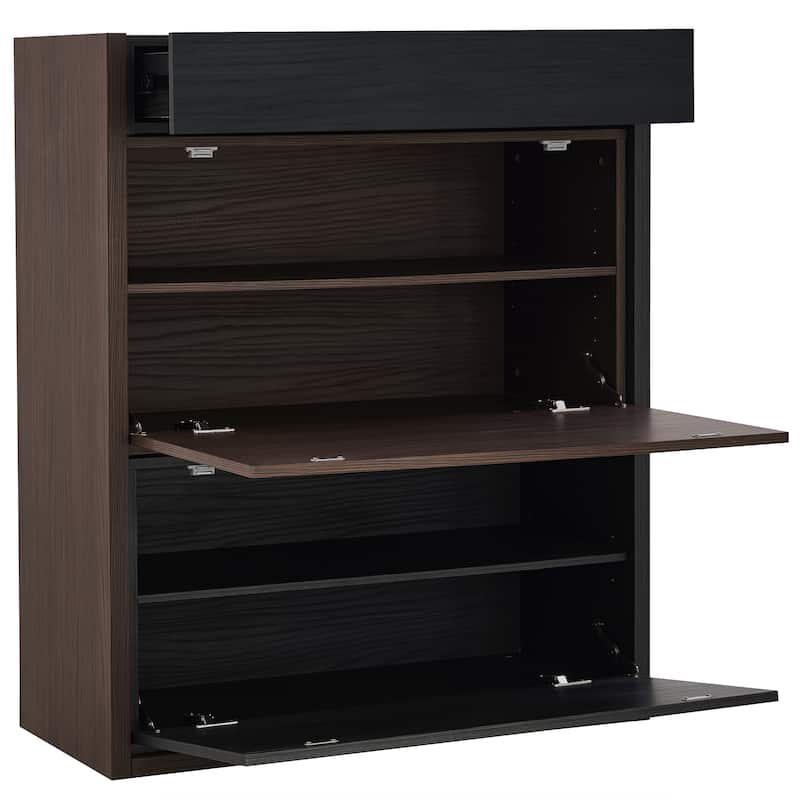 Roomfitters 32.5''-58.8'' Storage Cabinet, Multifunctional Buffet Sideboard Cabinet with Shelves for Living Room, Black & Walnut