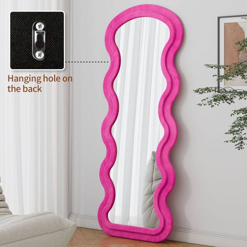 Full Length Wave Floor Mirror with Stand for Living Room Hanging or Against The Wall