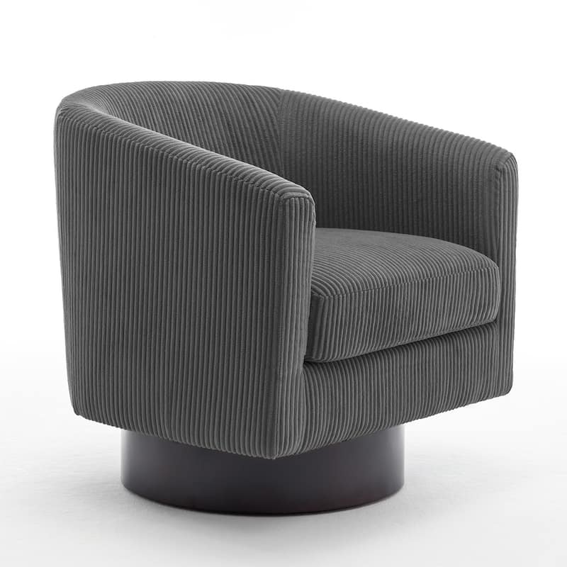 Modern 360° Swivel Corduroy Barrel Chair, Accent Armchair For Living Room
