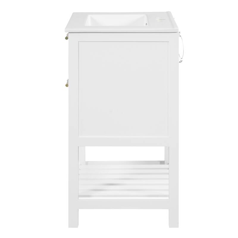 24" Bathroom Vanity Set with Rectangle Integrated Ceramic Sink for Small and Medium Restroom