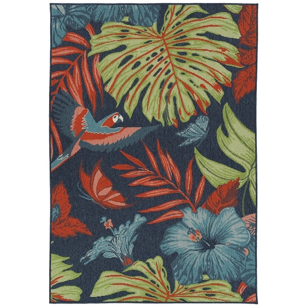 Kaleen Amalie 3 x 4 Light Blue Indoor/Outdoor Border Coastal Throw Rug