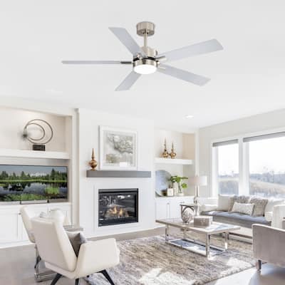 52-in Black Color-changing Indoor Chandelier Ceiling Fan with Light and Remote (5-Blade)