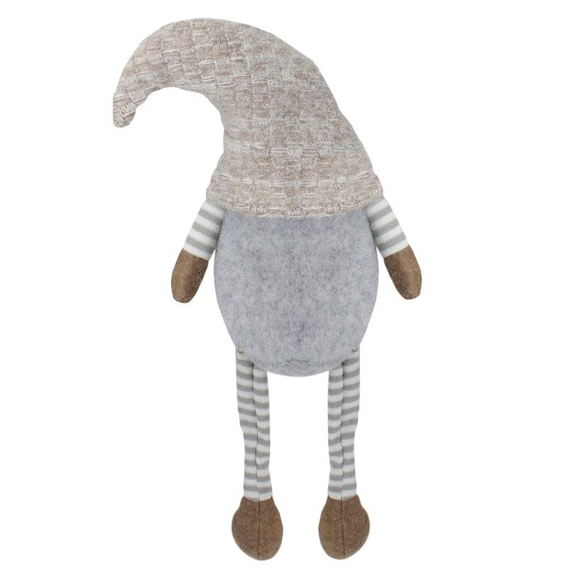 7.5" Gray and Beige Sitting Girl Christmas Gnome Figure