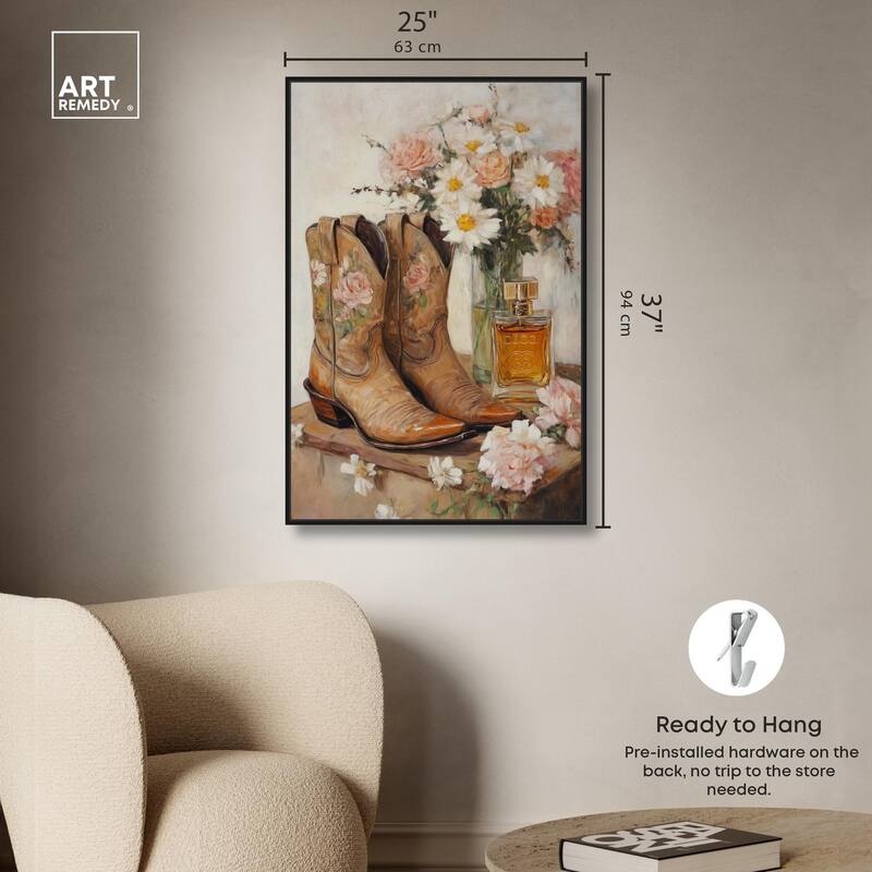 Delicate Floral Boots II Canvas by Art Remedy