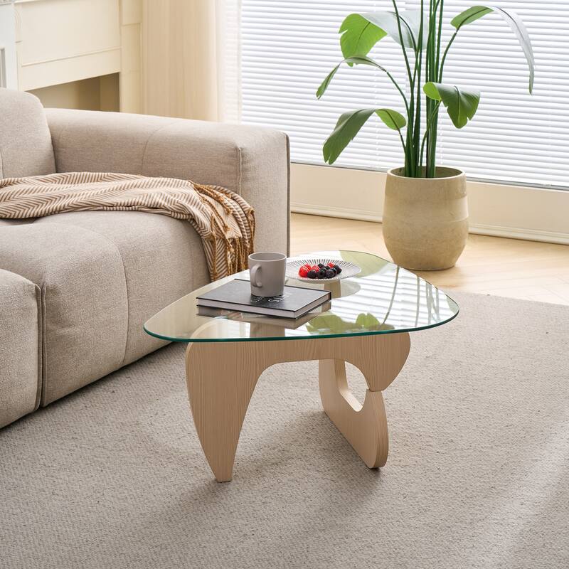 Farmhouse Glass Top Small Coffee Tables, Wood Center Table