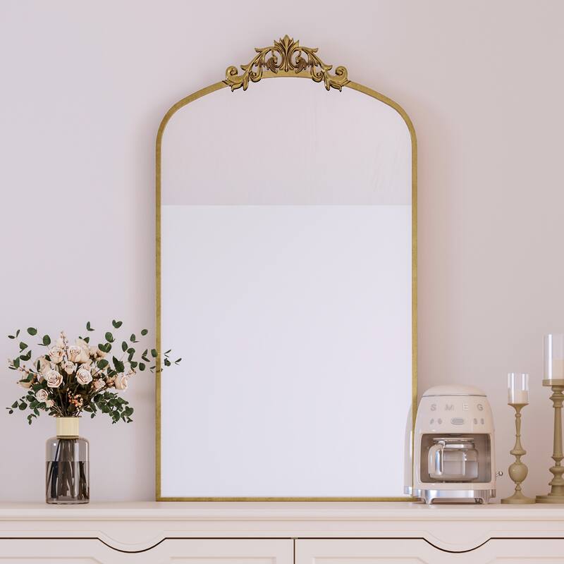 Classic Antique Arched Mirror Hanging or Leaning Against Wall