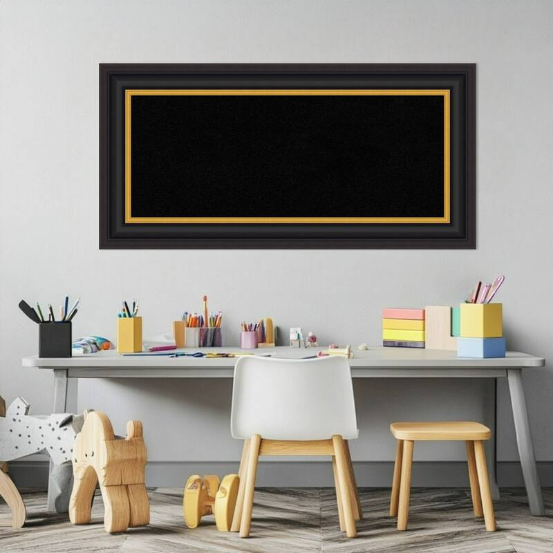 Sierra Black Brown Wood Framed Cork Board - Bulletin Board, Organization Board, Pin Board