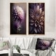 preview thumbnail 10 of 11, Designart "Purple Dahlia Flower" Dahlia Framed Wall Art Set Of 2 - Purple Wall Art Set Of 2 24 in. wide x 20 in. high - Gold