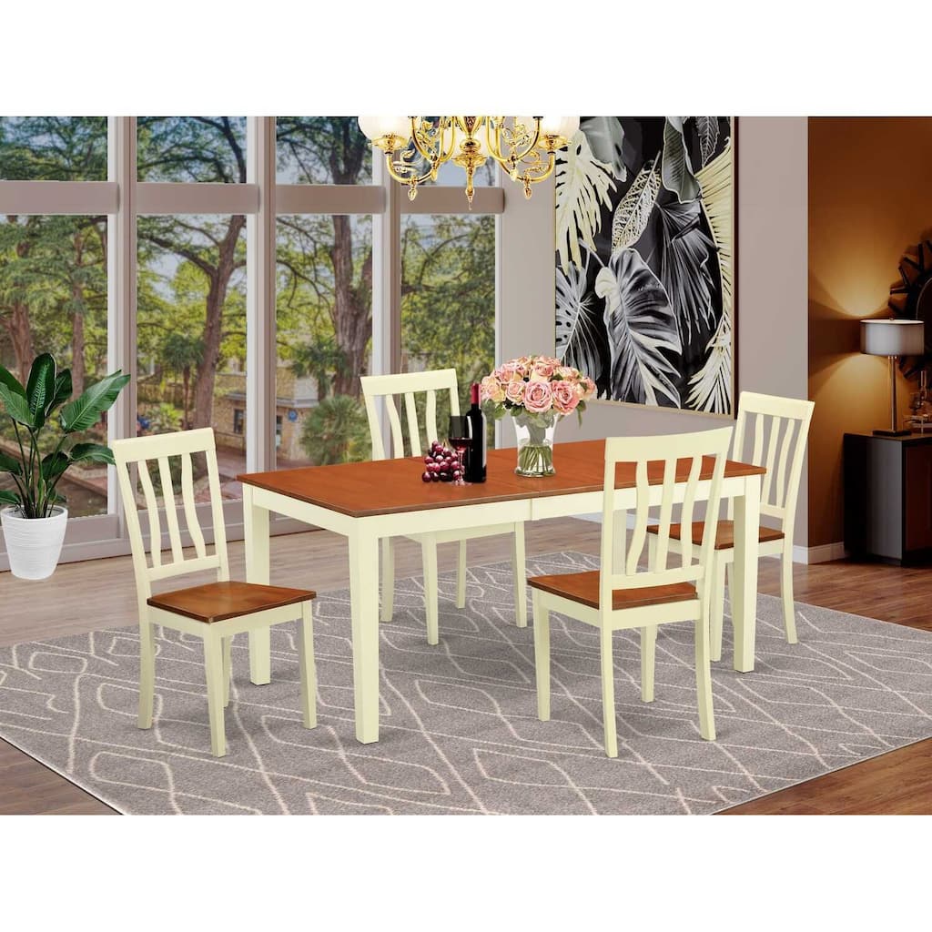 HomeStock 5-Pc Buttermilk and Cherry Solid Wood Top - Dining Room Set - Seats 4