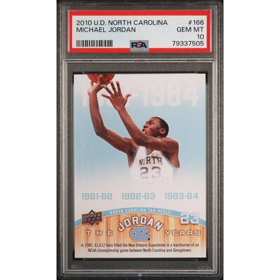 Michael Jordan 2010 Upper Deck North Carolina Basketball Card #166 Graded PSA 10 - 8'6" x 11'6"