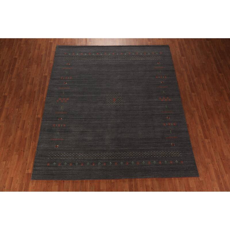 Gabbeh Oriental Area Rug Hand-Knotted Wool Carpet - 8'4"x 9'10"