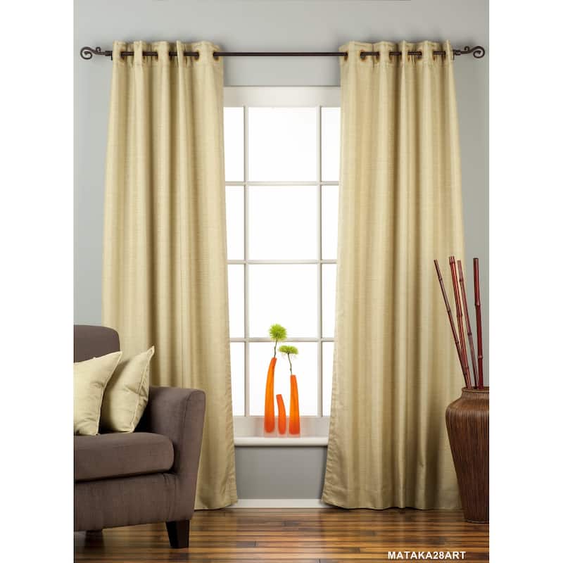Olive Green Ring Top Matka Raw Silk Curtain / Drape / Panel - Piece - 43" W X 96" L (Unlined) - 96 Inches