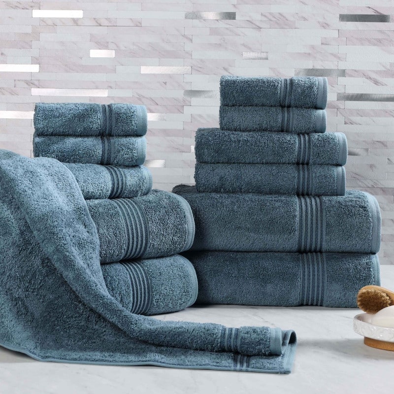 Superior Heritage Egyptian Cotton Absorbent 12-Piece Towel Set - Sapphire