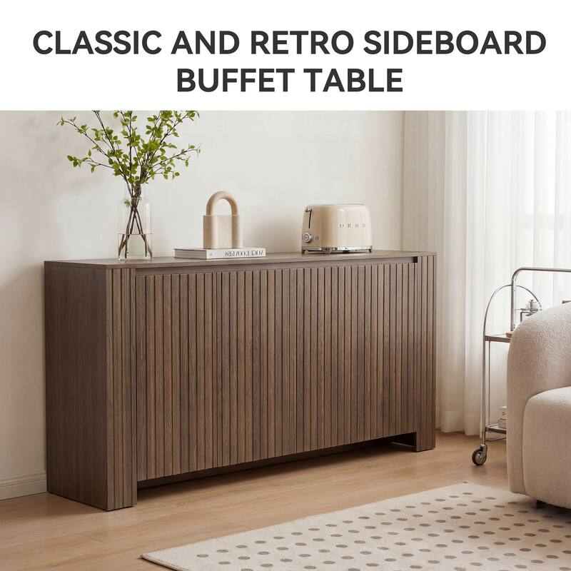 Mid-Century Modern Large 4-Door Cabinet Storage Sideboard