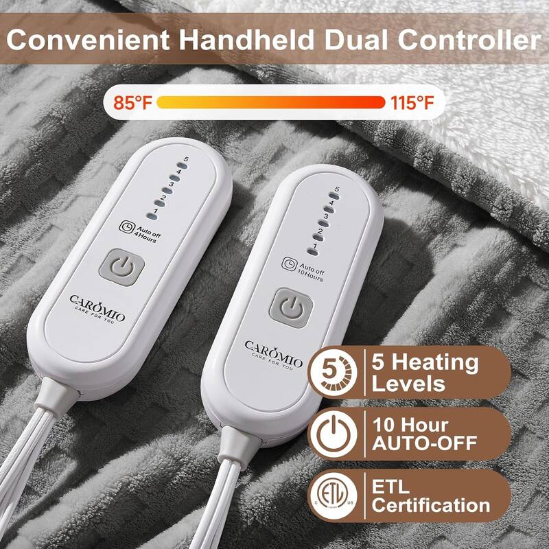 Heated Blanket Throw, Waffle Electric Blanket with 5 Heating Levels & Auto Off