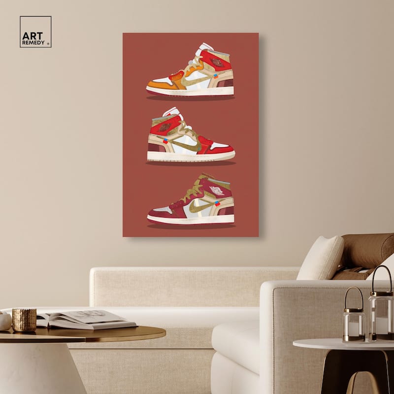 Sneaker Lineup Red Canvas by Art Remedy, Gallery Wrapped