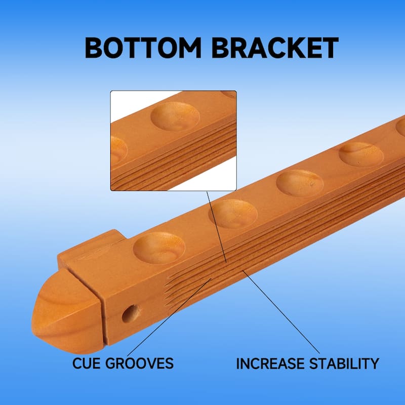 GSE™ 6-Pool Cue Wall Mounting Billiard Cue Rack, 2-Piece Hanging Wall Mounted Pool Cue Stick Holder
