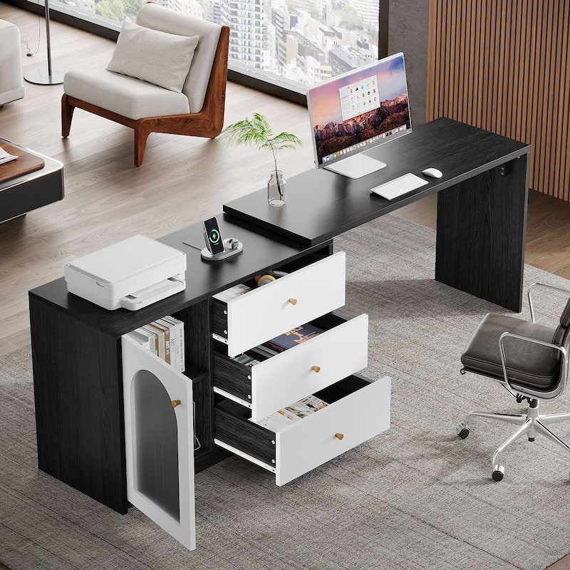 47 Inches Reversible L Shaped Computer Desk for Home Office