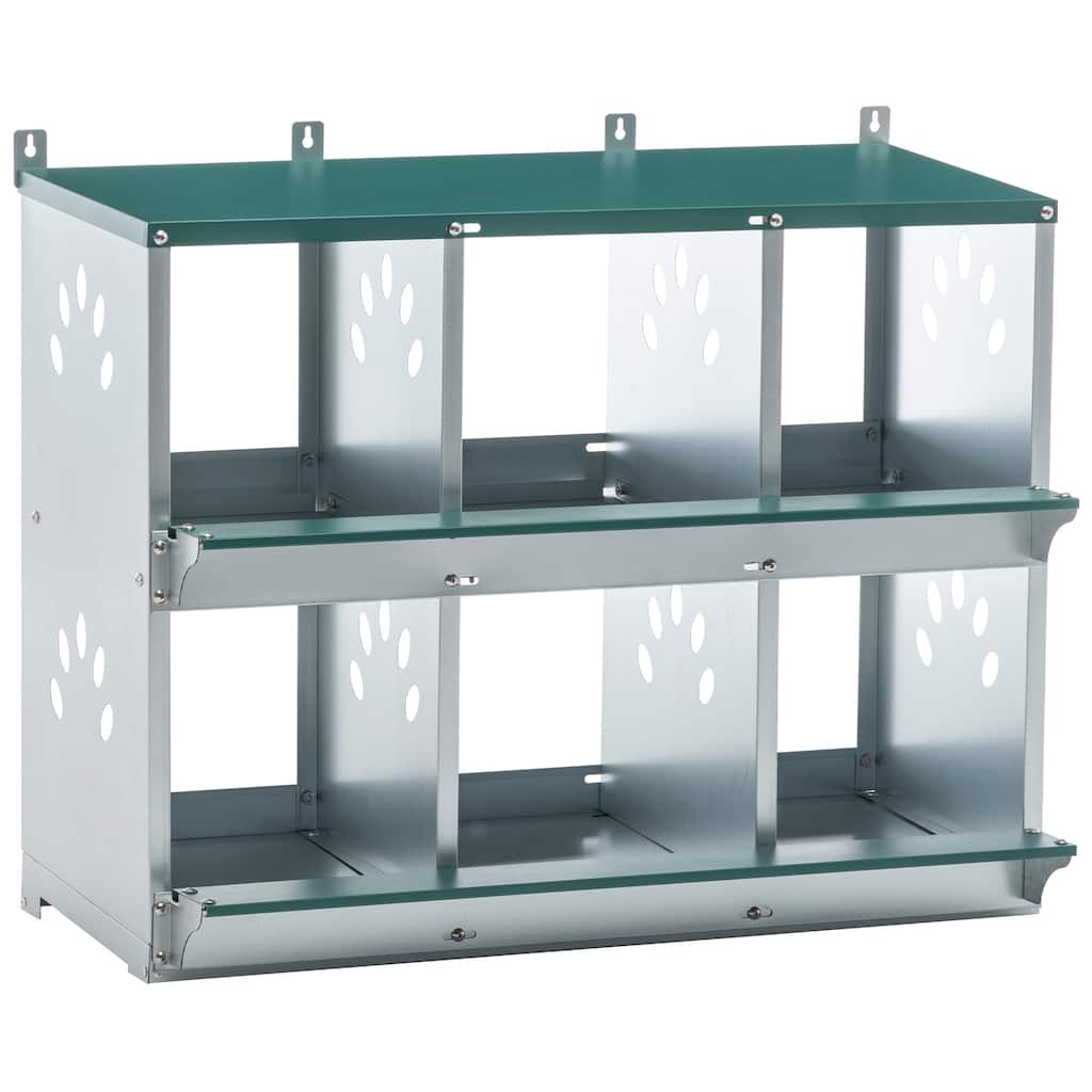 6-Compartment Galvanized Steel Chicken Nesting Box - Easy-Assembly Egg Laying Box for Hens