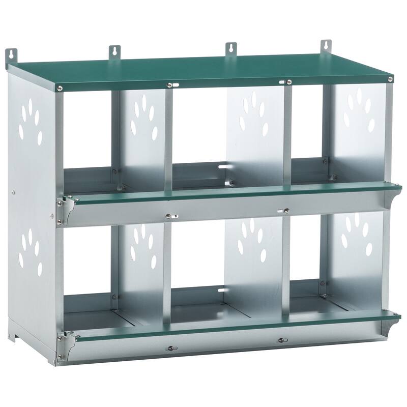 Chicken Nesting Box, 6 Room Metal Nesting Boxes for Chicken,Galvanized steel Nesting Boxes for Hens,Easy to Assemble - Green
