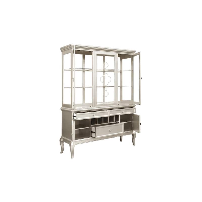 Geovanni Silver Faux Leather Dining Room Set