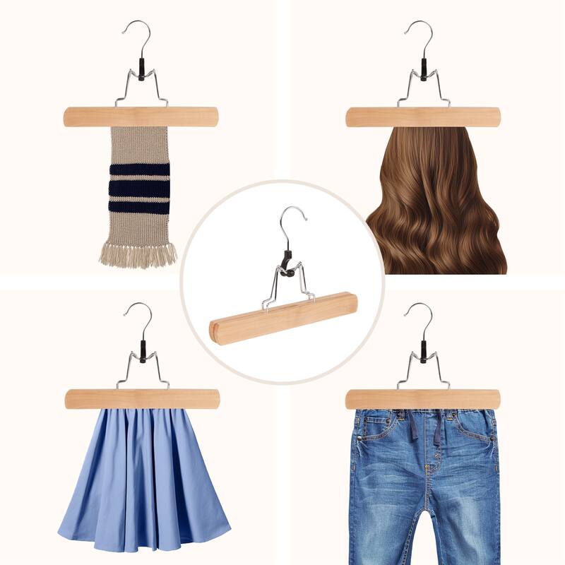 BP4U Wooden Pants Hangers with Felt Lining, Solid Wood Skirt Hangers for Trousers, Jeans, Shorts, Delicate Fabrics