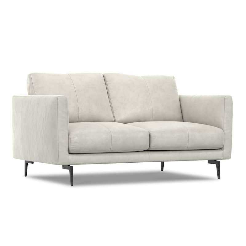 WYNDENHALL Danbury 60 inch Wide Genuine Leather Loveseat Sofa