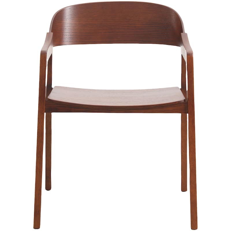 Dining Chair in Oak Wood with Open Back Design and Armrests Set of 2 Rivo Series