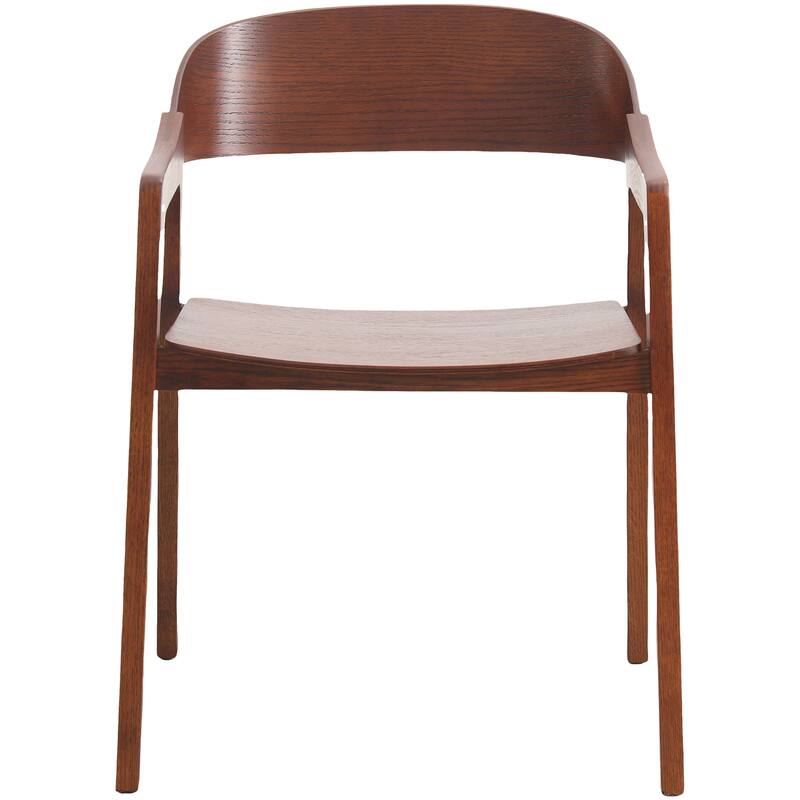Dining Chair in Oak Wood with Open Back Design and Armrests Set of 4 Rivo Series
