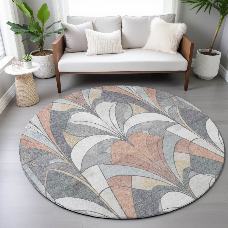 Machine Washable Indoor/Outdoor Modern Mosaic Chantille Rug