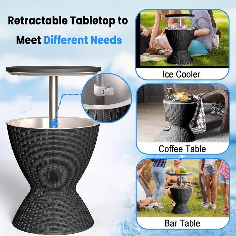 Resin Outdoor Cooler Table Adjustable Ice Cooler Side Table