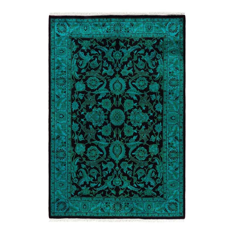 Overdyed, One-of-a-Kind Hand-Knotted Area Rug - Blue - 4' 2" x 6' 2"