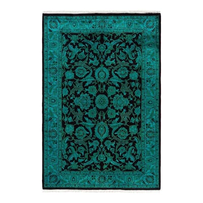 Overdyed, One-of-a-Kind Hand-Knotted Area Rug - Blue - 4' 2" x 6' 2"