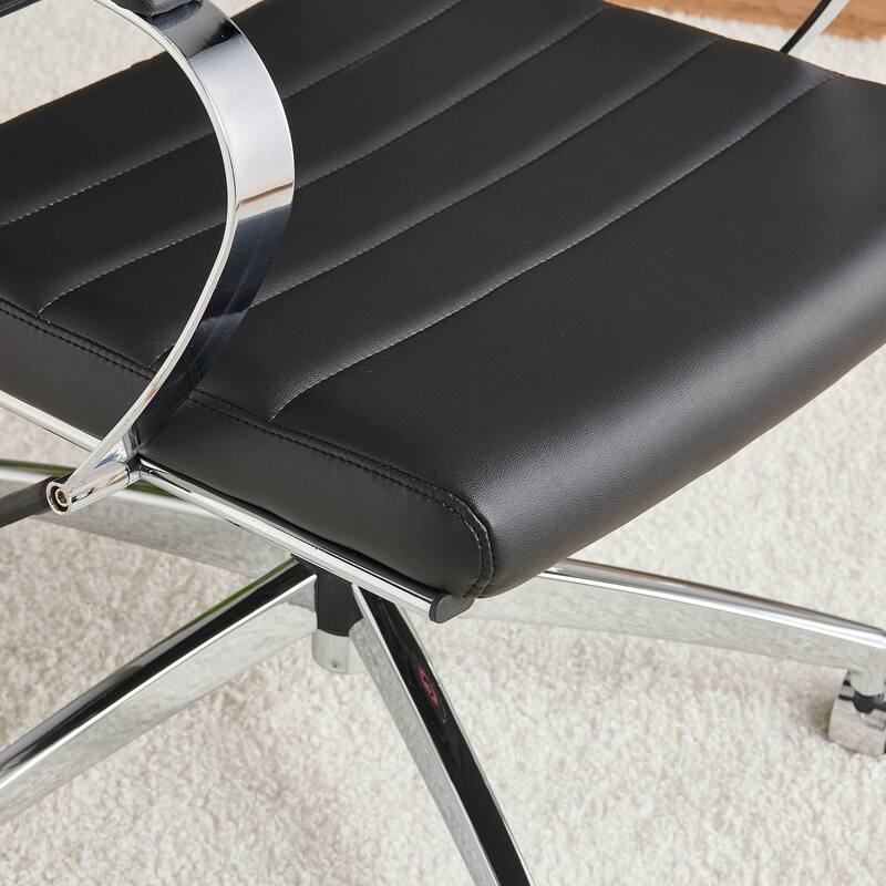 LUXMOD® Office Chair Faux Leather Silver Frame Adjustable and Swivel